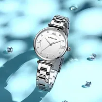 Comprar Relojes De Pulsera De Cuarzo Crrju Diamond Para Mujer Color Del Fondo Blanco Plateado