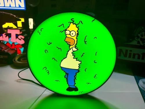 Cartel Cuadro Luminoso Led Homero Arbusto Negro