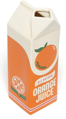 Florero Ban.do De Ceramica Forma Carton Jugo De Naranja