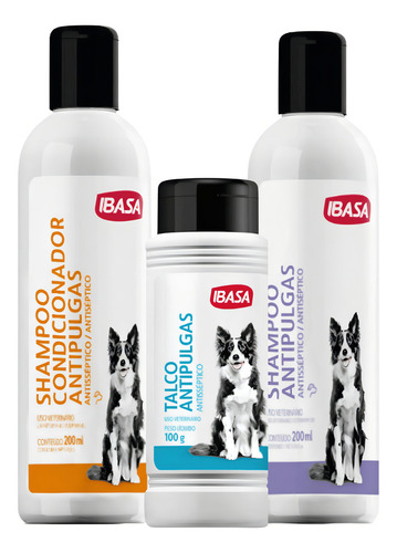 Shampoo Condicionador E Talco Antipulgas 200ml Ibasa Fragrância Neutra