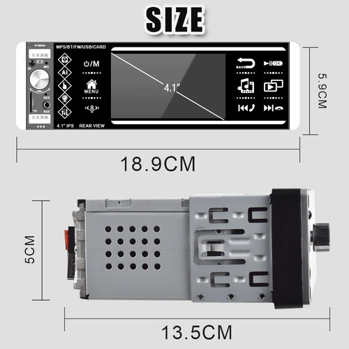 Radio Auto 1 Din Pantalla 4.1 Bluetooth Mp3 Usb Control
