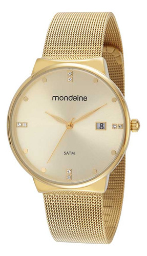 Relógio Dourado Feminino Mondaine 32349lpmvde1 fundo dourado