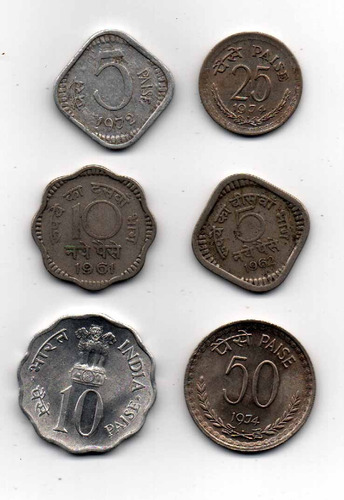 India Lote De 6 Monedas Todas Diferentes