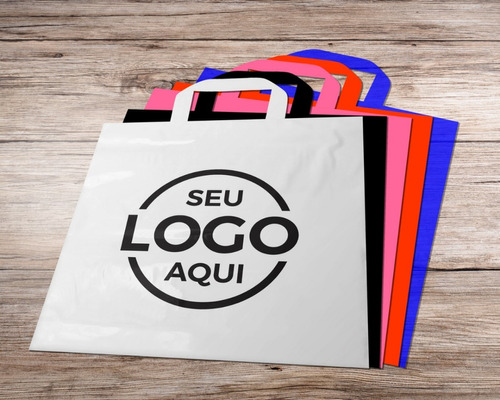 Sacola Plástica Personalizada 30x45 - Alça Fita - 500un