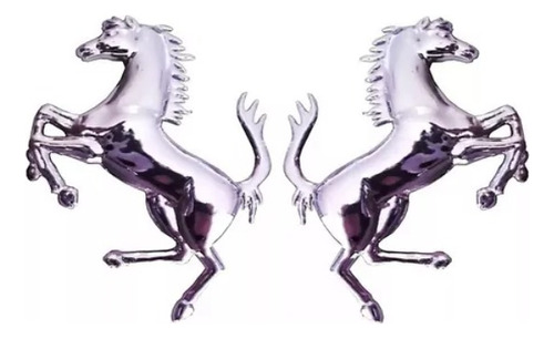 Par Emblemas Ferrari Cavalo Rampante Cromado 2 Unidades Lad