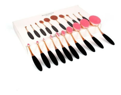 10pcs Maquillaje Profesional Pinceles Set Oval Hojaldre De C