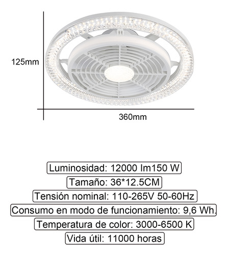 Lámpara Con Ventilador Techo 7 Aspas 150w Con Luz 3 Colores