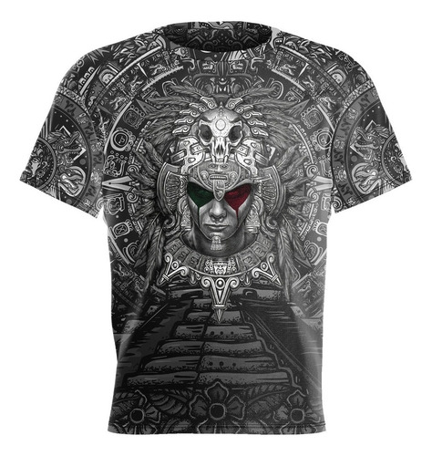 Playera Pd09 Con Diseño Azteca Mexicano, Negro