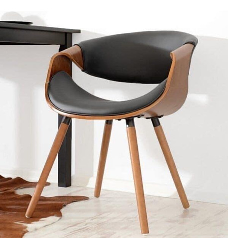 Silla Para Comedor En Madera Chapada Y Vinil Monaco Vini Piel Nogal Negro
