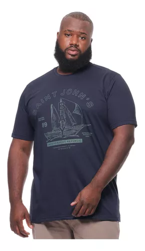 Camiseta Plus Size Masculina Algodão Barco Branca