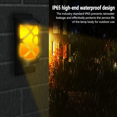 Lámpara De Pared Led Solar Con Efecto De Llamas P/exterior