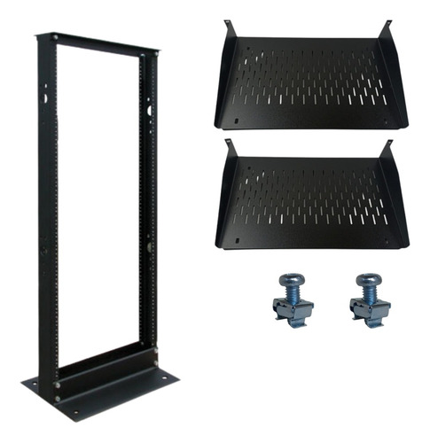 Rack Abierto Piso 30 Ru 150cm 2bandeja 25cm 10 Tornillos