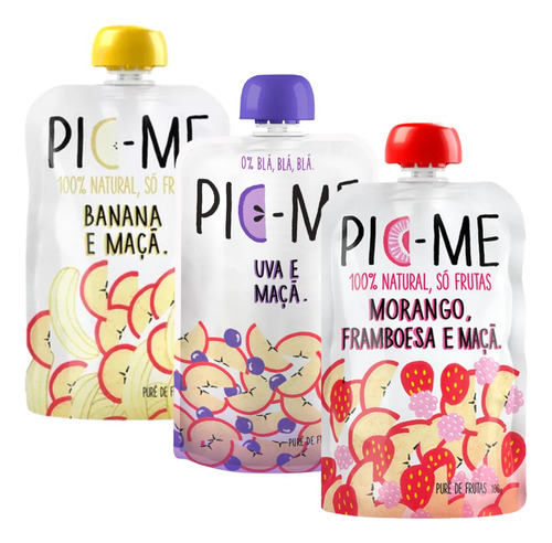 Kit 3 PurĂȘ De Frutas Sortidos 100g - Pic Me