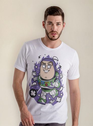 Playera Caballero Corte Recto Estampada De Buzz Lightyear