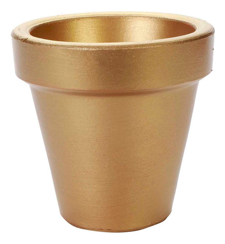 Maceta Barro Color Metalico Jardin Hogar 8cm Mylin 1pz Color Oro