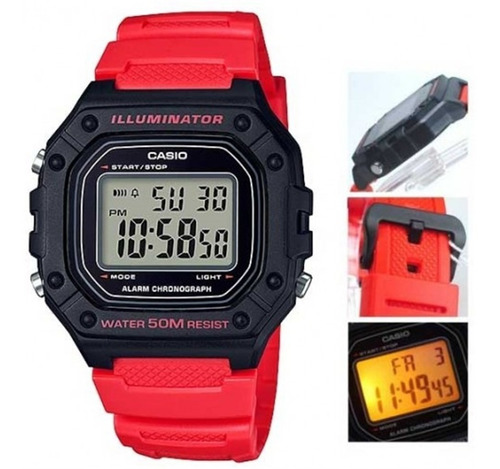 Reloj Casio Iluminator - W 218h 4b,100% Original Y Nuevo