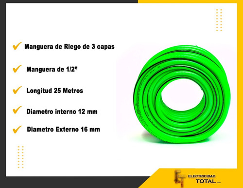 Imagen 6 de 10 de Aspersor Regador Estaca De Zinc + Maguera De Riego 1/2 25m