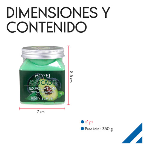Exfoliante Corporal 350ml Hidratante Piel Suave Reafirmante Aguacate