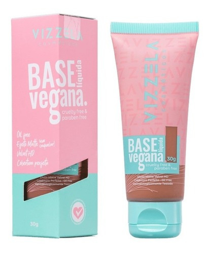 Base de maquiagem líquida Vizzela Vegana Livre de Crueldade Velvet HD Base Líquida Facial Vizzela Vegana Efeito Matte Aveludada Velvet HD tom cor 16  -  0mL 20g