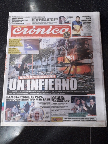 Diario Crónica 7 8 2013 Rosario Explosión Gas Riquelme 