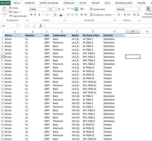 Base De Datos Del Catalogo De Balatas Fritec Para Ecommerce (Usado)