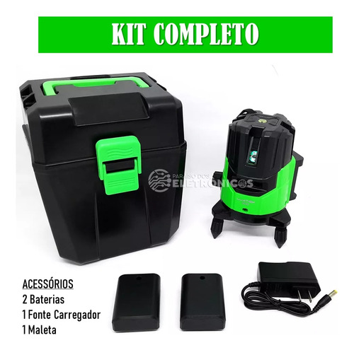Nível Laser Verde 5 Linhas Base Giratória 360º 6 Pontos 5mts