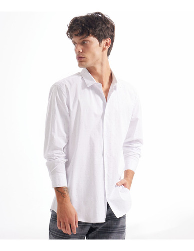 Camisa Hombre Seven M/l Blanco Algodón 45011860-10