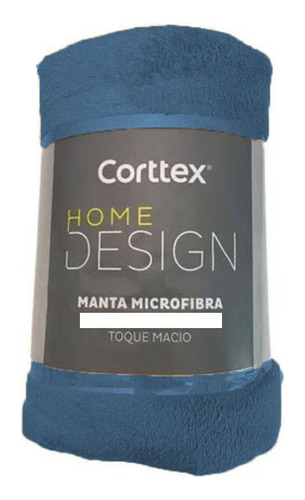 Manta De Microfibra Solteiro Corttex Azul 1,50m X 2,00m