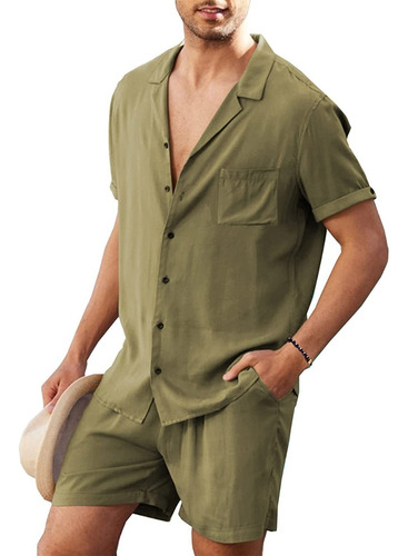 .. Conjunto De Camisa For Hombre Casual Vacaciones Playa