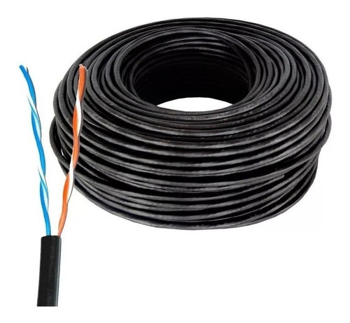 Imagen 1 de 8 de Cable Rollo 100mts 100m Utp Exterior Cat 5e Red Vaina Negra