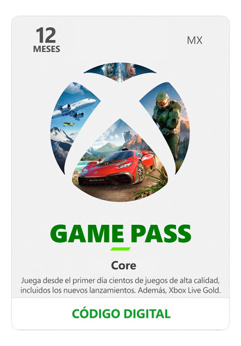 Game Pass Core 12 Meses Xbox Live Gold (codigo Digital)