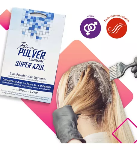 Decolorante en Polvo Loquay Primer Pulver Super Azul para el Cabello, 50 gr.