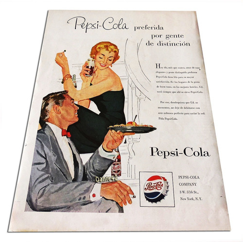 Dante42 Publicidad Antigua Gaseosa Pepsi Cola 1956 1957