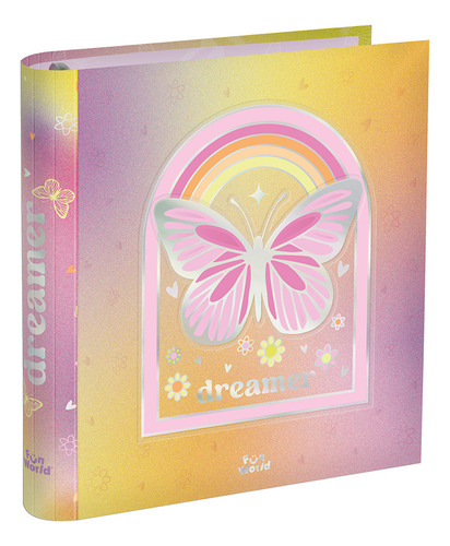 Carpeta Escolar No3 Fun World Colorful 3 Anillos Color Glitter Heart
