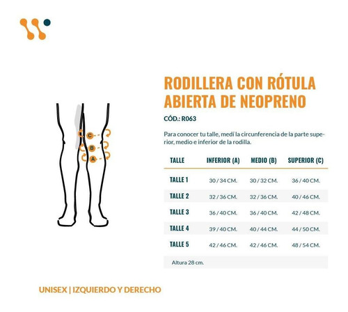 Rodillera Artrosis Rotuliana Ortopedica Neoprene Deportiva