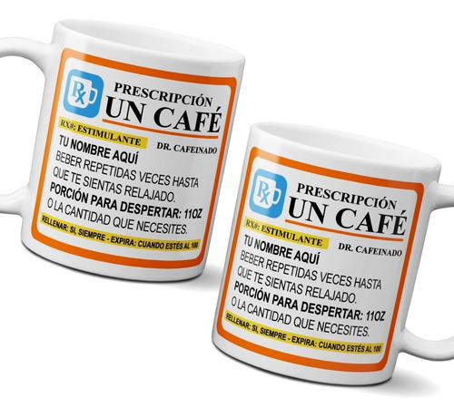 Taza 11 Onzas Prescripción Un Café Con Nombre Personalizado