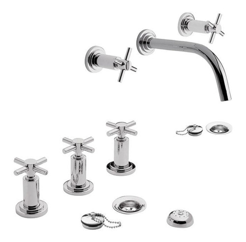 Combo Griferia Fv Temple 87 Lavatorio Pared Y Bidet