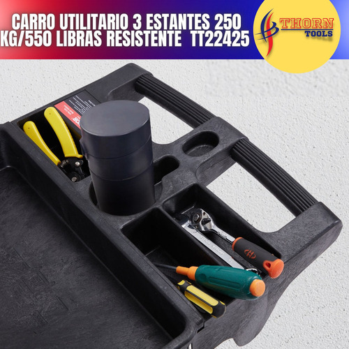 Carro Utilitario 3 Estantes 250 Kg/550 Libras Resistente