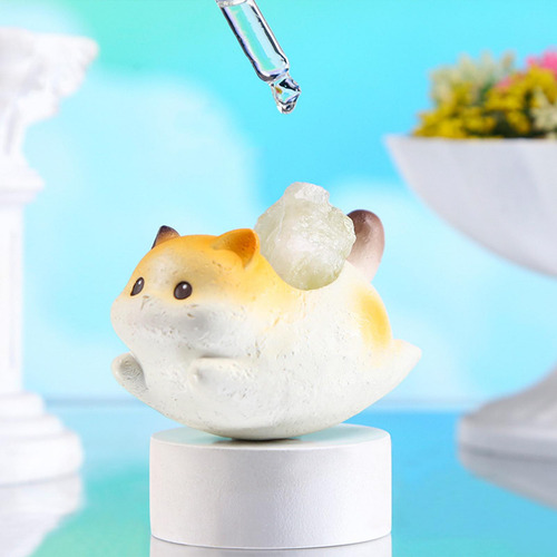2 Minifiguras De Gato, Estatua De Gato Marrón Y Amarillo