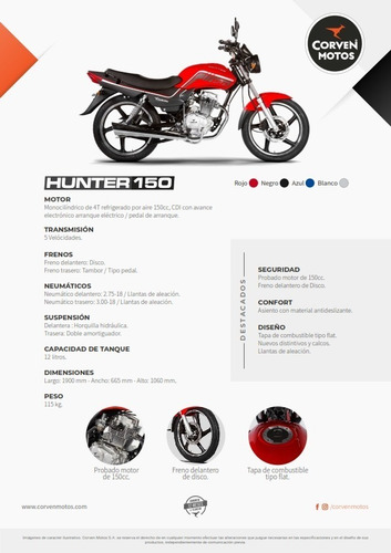 Corven Hunter 150 A/d - 0 Km - Bonetto Motos