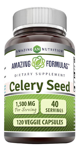 Amazing Formula Celery Seed 1500mg Semilla De Apio 120 Cáps Sabor Sin Sabor