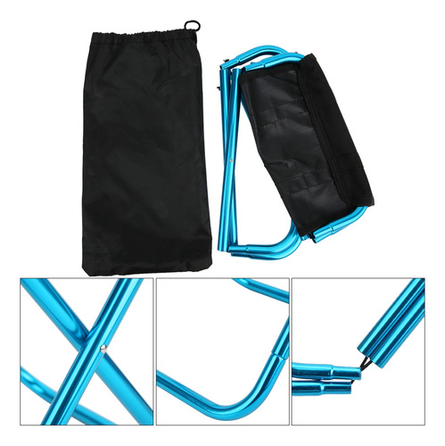 Taburete Plegable Azul Para Exteriores, Mini Portátil, De Al