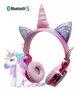 Headphone Fone Infantil Com Led Colorido Orelinha Unicórnio