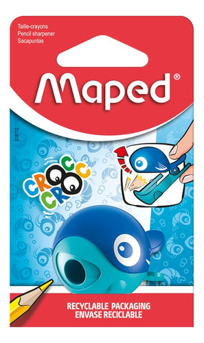 Apontador Escolar Lapis 1 Furos Croc Croc Baleia E Joaninha