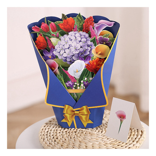 Tarjetas Desplegables De Papel 3d Con Forma De Ramo De Flore