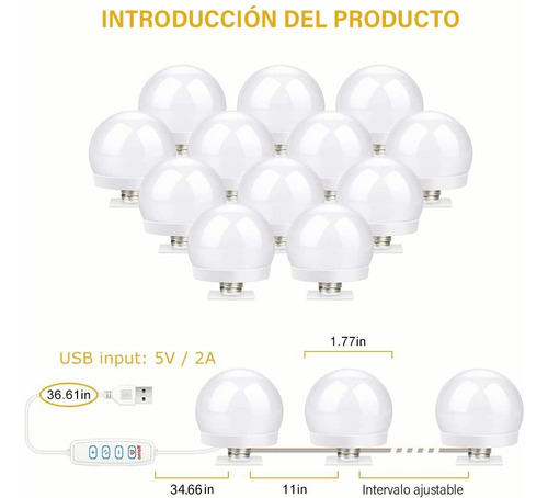 Focos Led Regulables Para Espejo De Tocador, 12 Bombillas