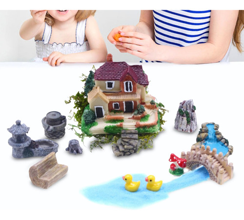 Juego De Modelo De Jardín Villa 1/12 Para Decoración De