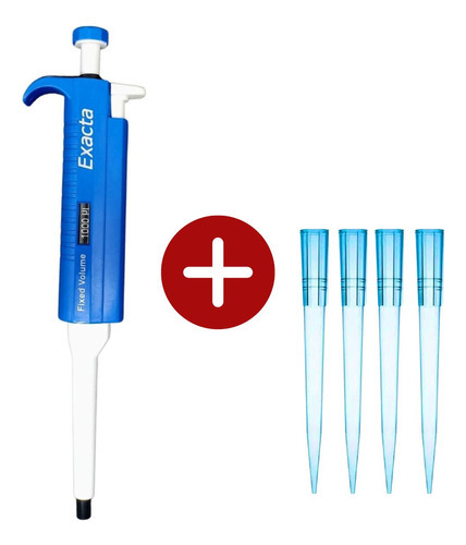 Micropipeta Volume Fixo 1000ul (1ml) + Combo 1000 Ponteiras
