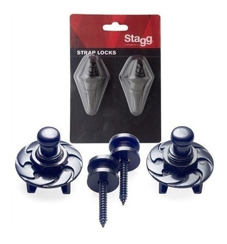 Botón Traba Correa (strap Lock) Stagg Ssl1-bk Pack X2
