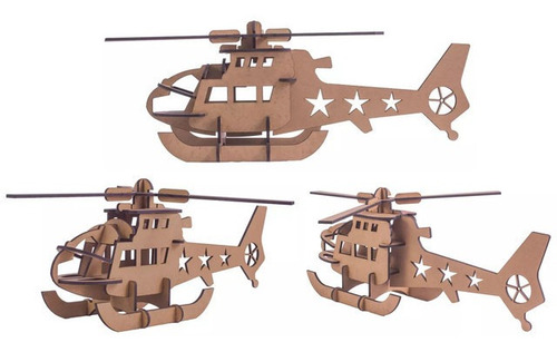 Quebra-cabeça Mdf 3d Helicóptero Pasiani